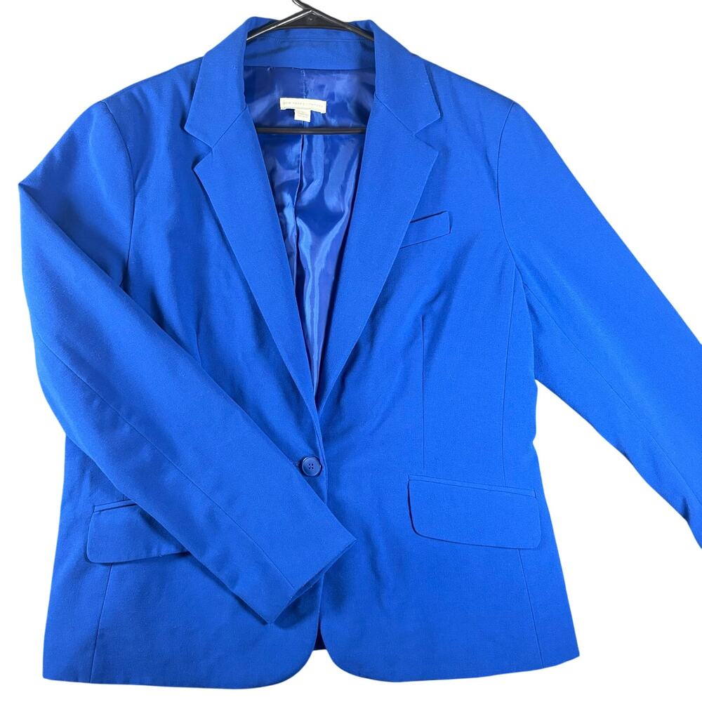 New York & Company Cobalt Blue Stretch Blazer Women's 16